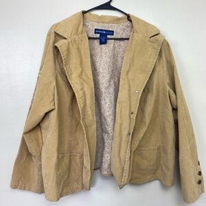 Avenue Jeans Tan Corduroy Embroidered Paisley Blazer Jacket‎ Women Plus 22/24